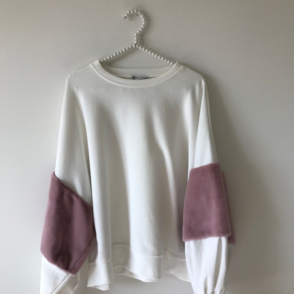 ZARA Pink Puff Sleeve Sweater (S)